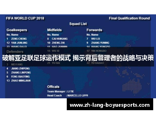 破解亚足联足球运作模式 揭示背后管理者的战略与决策